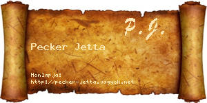 Pecker Jetta névjegykártya